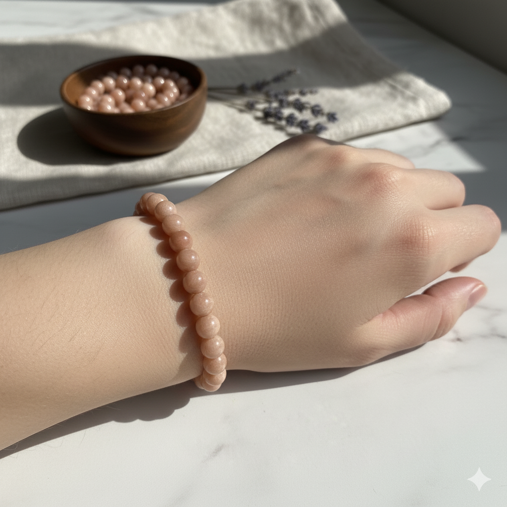 Authentic Natural Sunstone Crystal Bracelet for Confidence, Positivity, Success Energy & Leadership