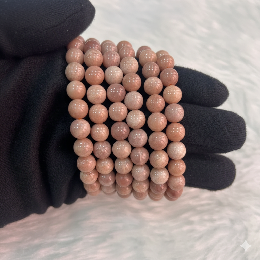 Authentic Natural Sunstone Crystal Bracelet for Confidence, Positivity, Success Energy & Leadership