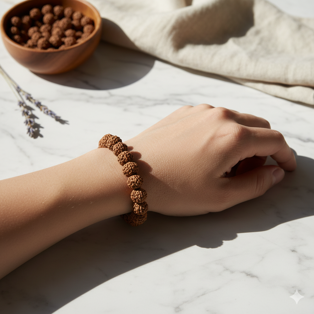 Authentic Natural 5 Mukhi Rudraksha Bracelet – Brings Peace, Protection & Divine Balance