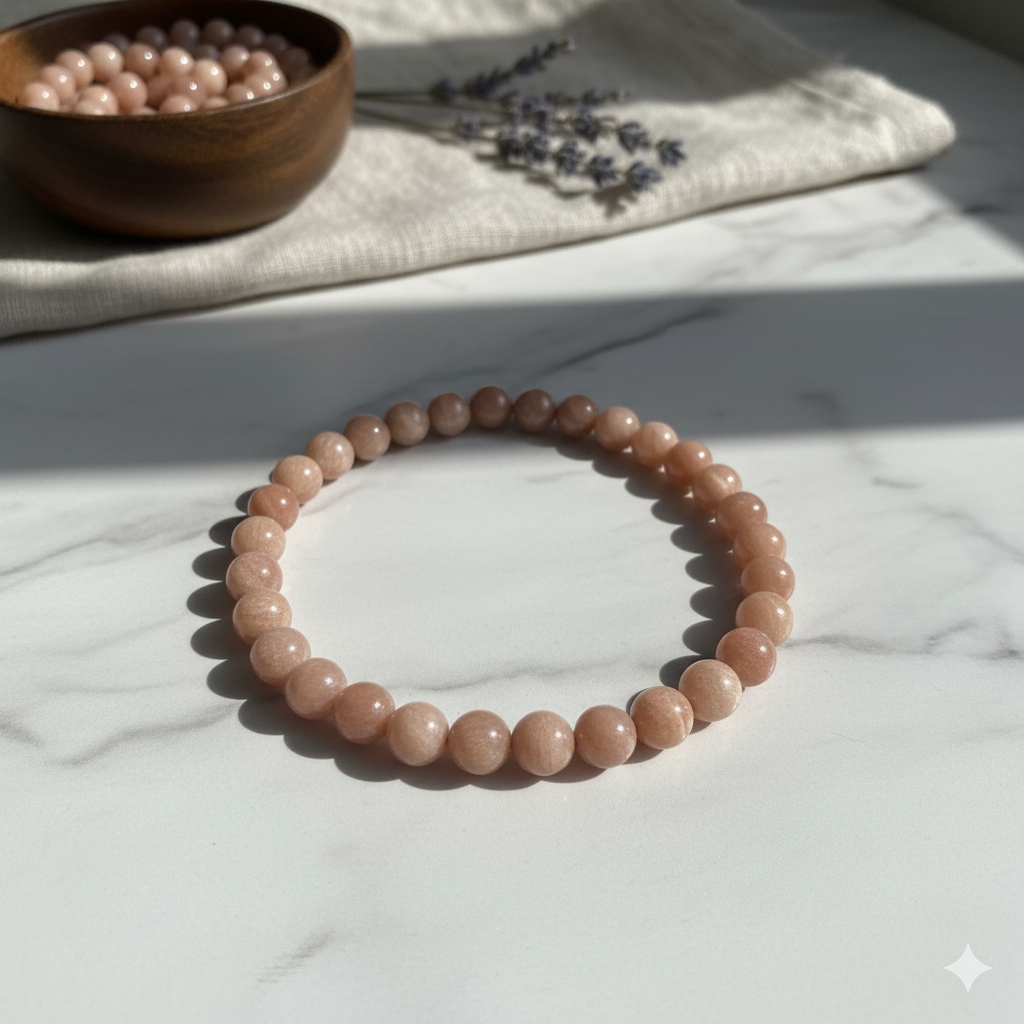 Authentic Natural Sunstone Crystal Bracelet for Confidence, Positivity, Success Energy & Leadership