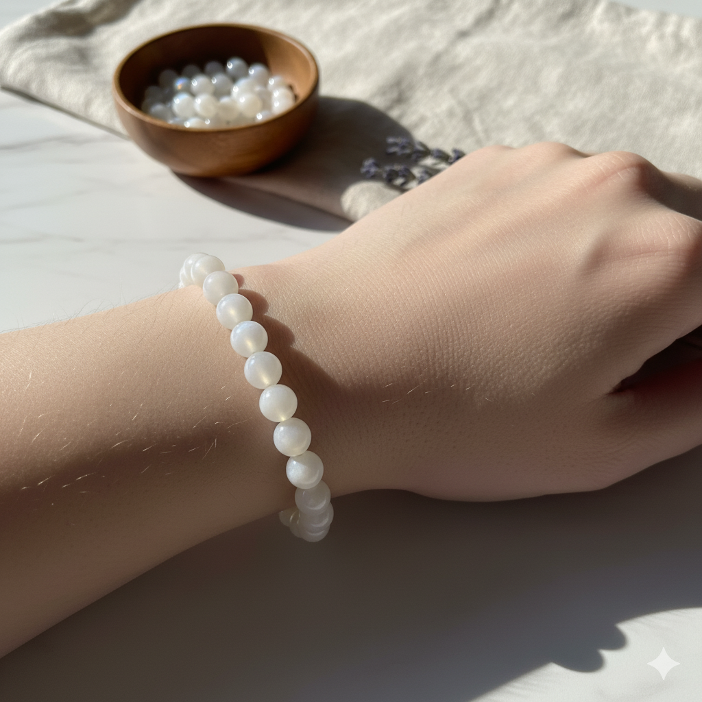 Authentic Natural White Moonstone Bracelet – Emotional Stability, Boost Intuition & Attract Positivity