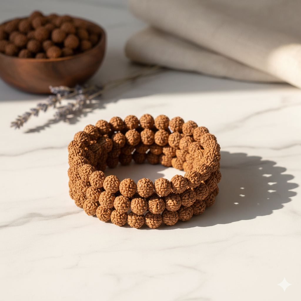 Authentic Natural 5 Mukhi Rudraksha Bracelet – Brings Peace, Protection & Divine Balance