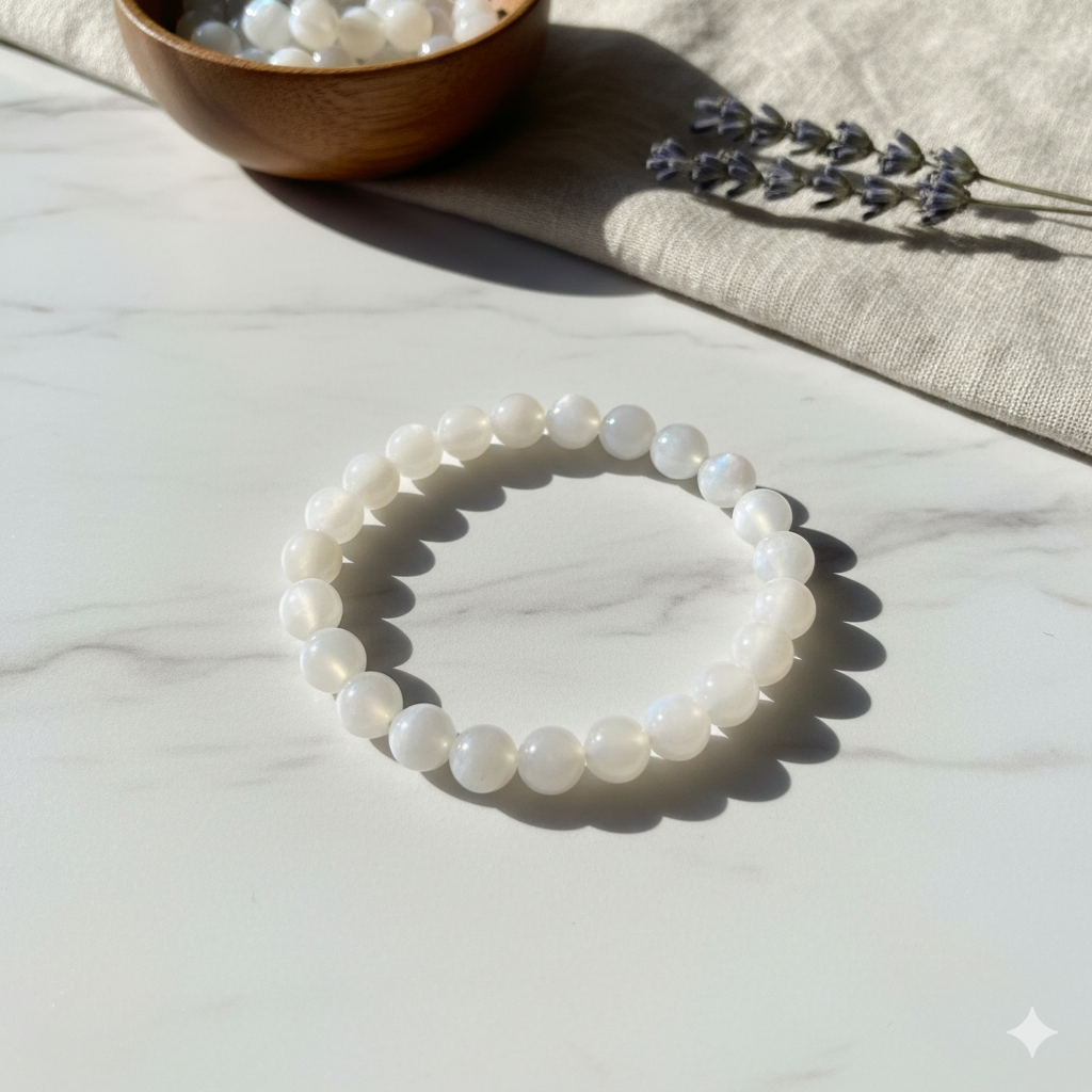 Authentic Natural White Moonstone Bracelet – Emotional Stability, Boost Intuition & Attract Positivity
